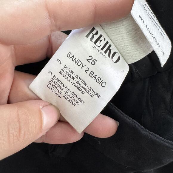 Anthropologie Reiko Pants Women 25 Black Sandy 2 Basic Stretch Slim Straight Leg - Picture 5 of 9